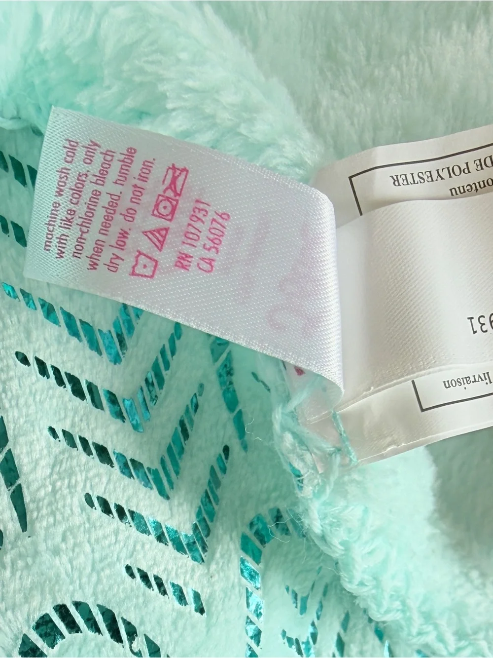 Justice unicorn wearable blanket aqua teal hooded with fringes and tail girl OS